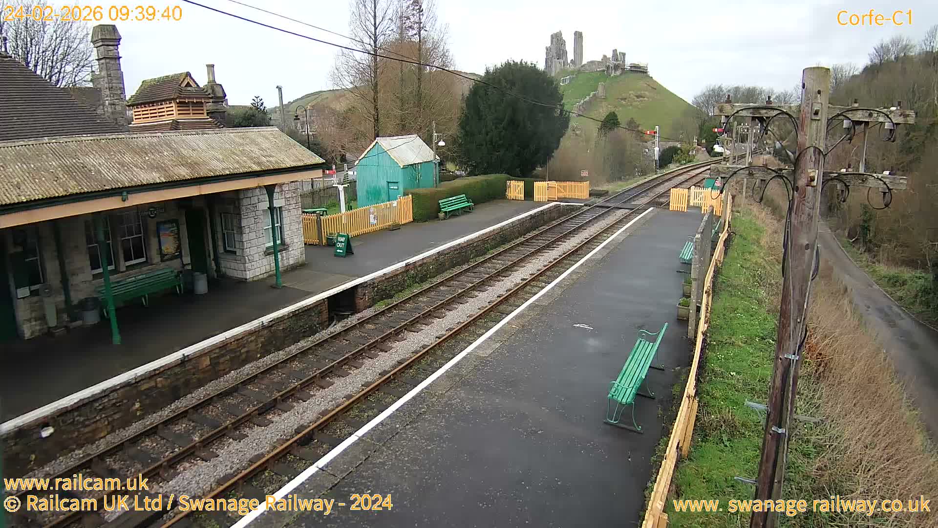 Corfe Castle View & Corfe Railway Station Live Cam - Purbeck, Dorset, South West, England, United Kingdom