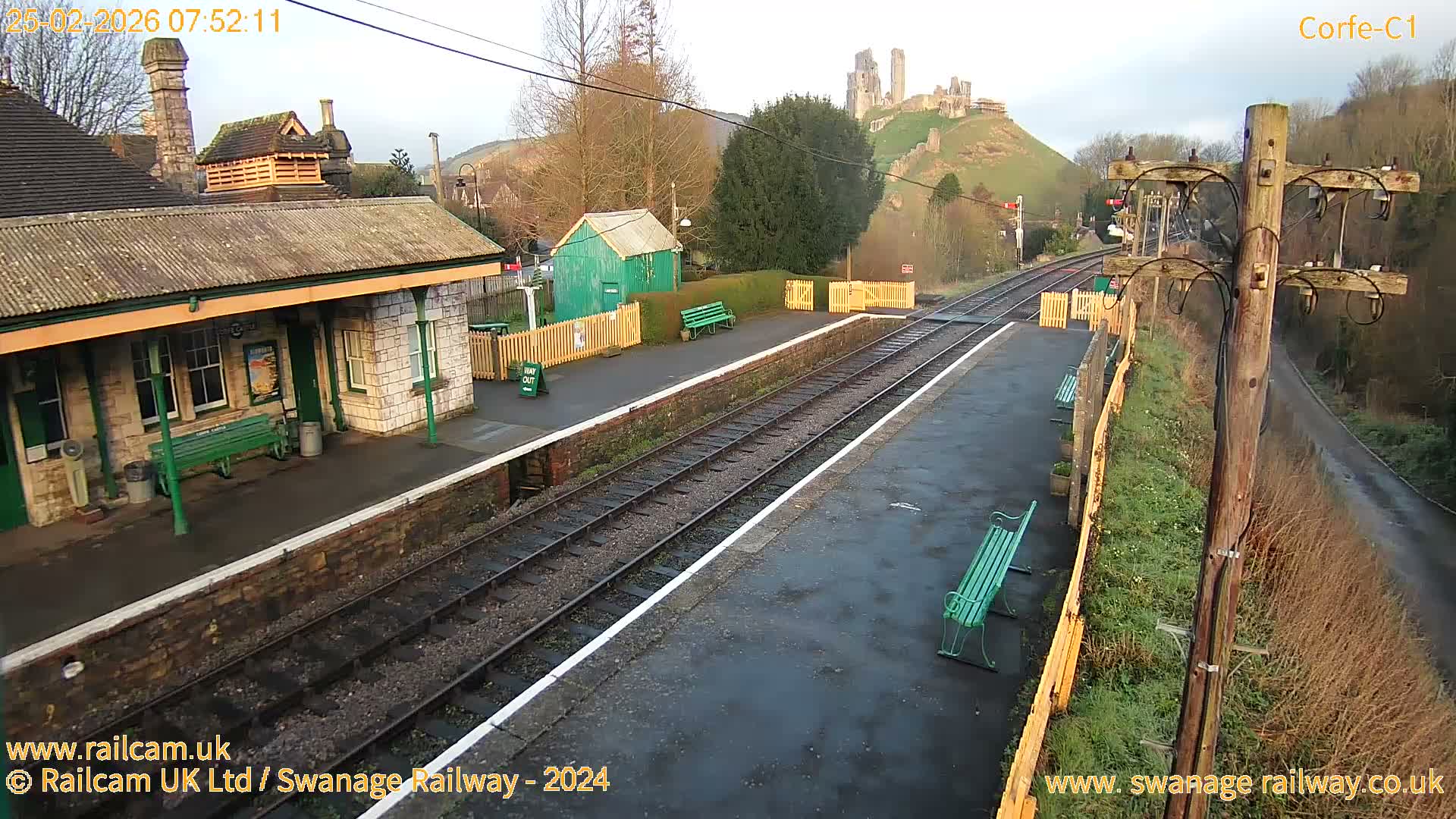 Corfe Castle View & Corfe Railway Station Live Cam - Purbeck, Dorset, South West, England, United Kingdom