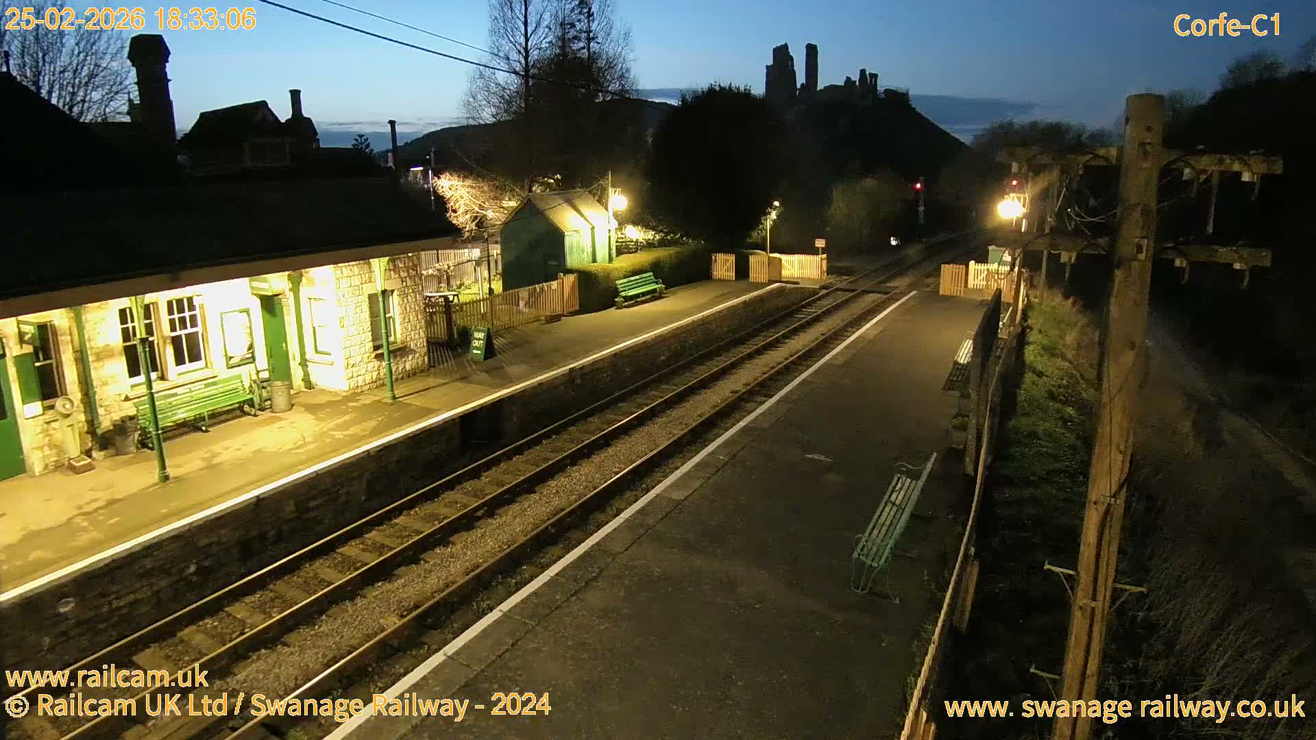 Corfe Castle View & Corfe Railway Station Live Cam - Purbeck, Dorset, South West, England, United Kingdom