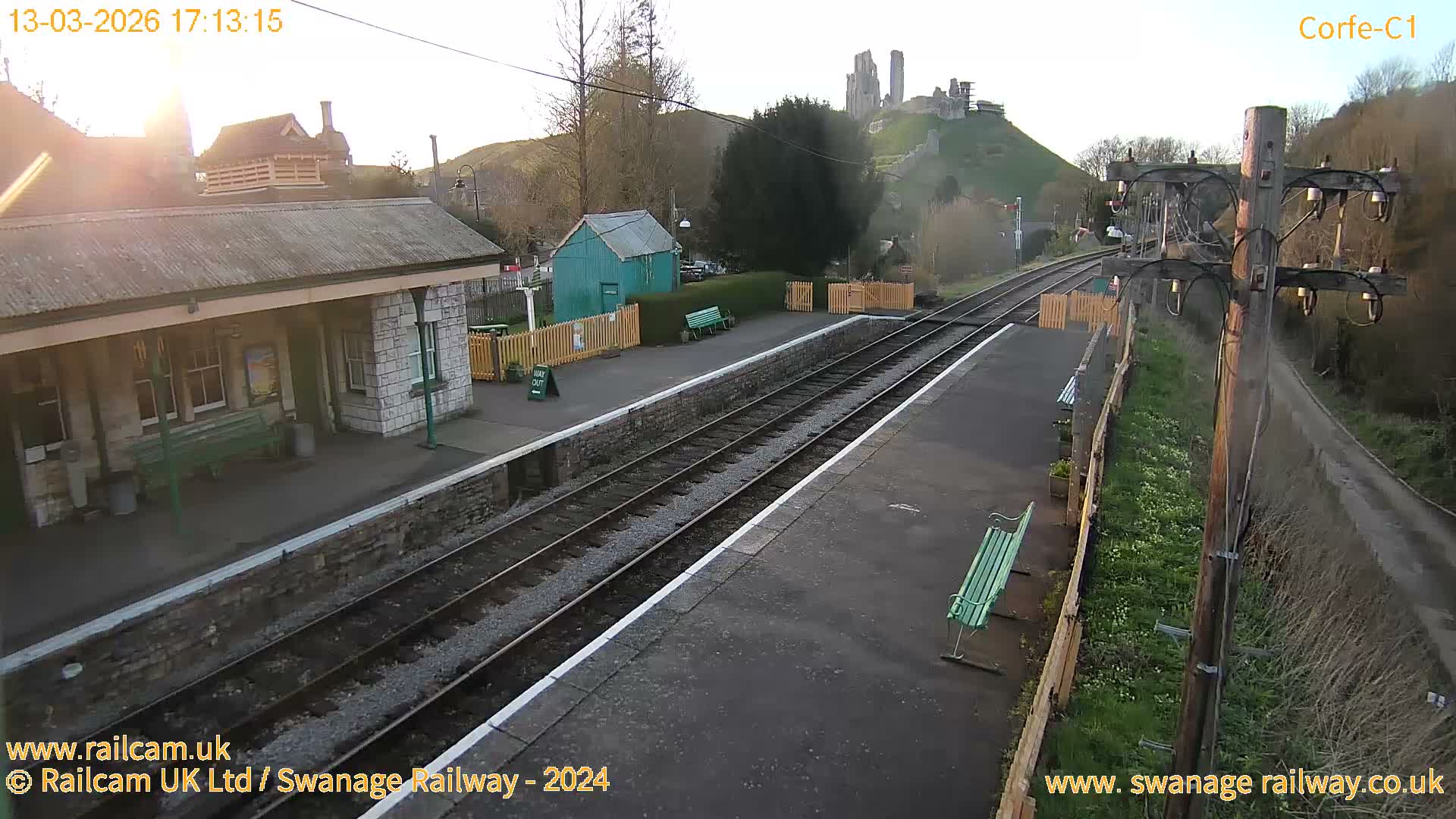 Corfe Castle View & Corfe Railway Station Live Cam - Purbeck, Dorset, South West, England, United Kingdom