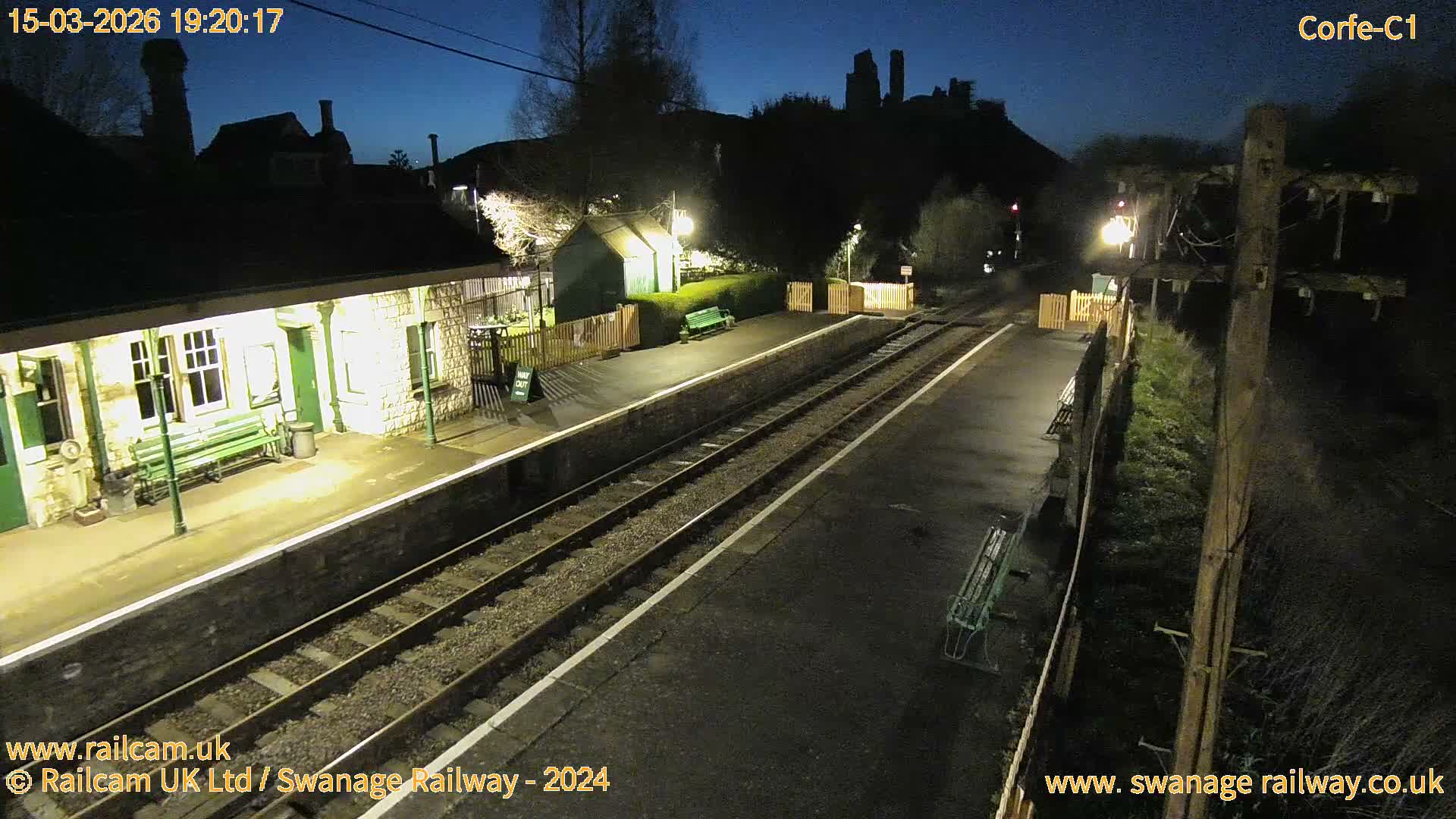 Corfe Castle View & Corfe Railway Station Live Cam - Purbeck, Dorset, South West, England, United Kingdom