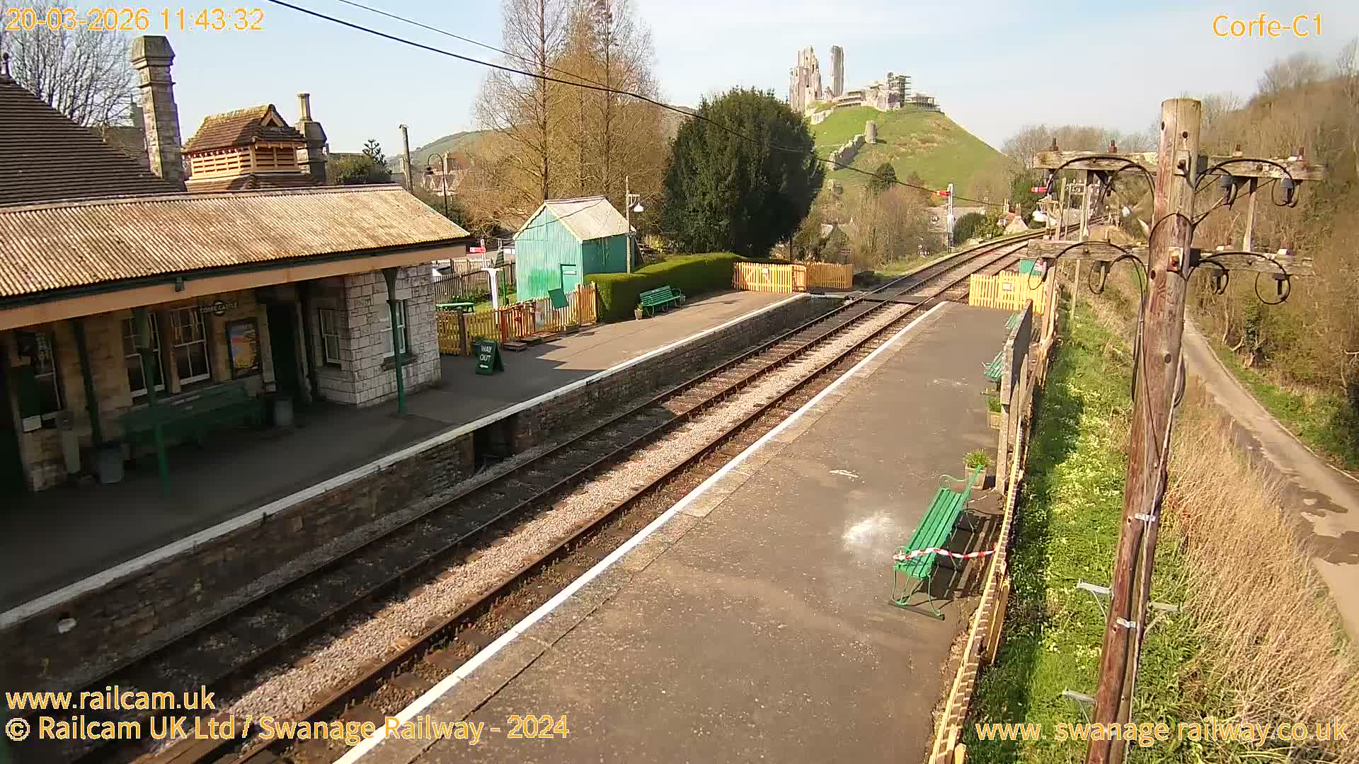 Corfe Castle View & Corfe Railway Station Live Cam - Purbeck, Dorset, South West, England, United Kingdom