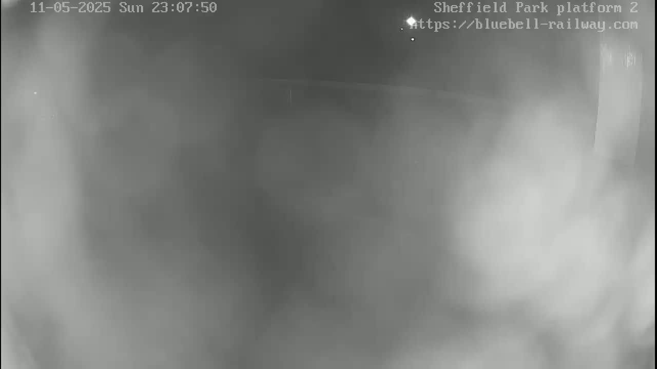 A nighttime, blurry, grayscale image shows a mostly empty outdoor space with faint light sources.