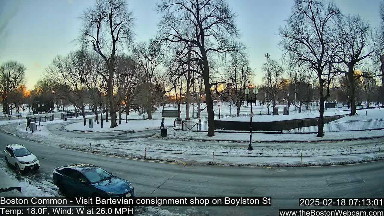 Boston Common at Boylston St.  Live Cam  - Boston , Massachusetts, USA
