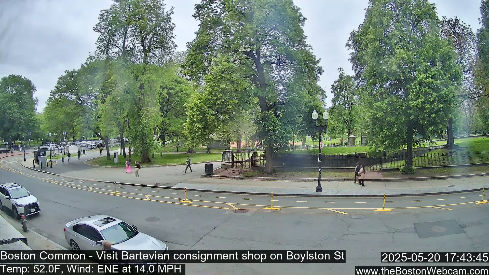 Boston Common at Boylston St.  Live Cam  - Boston , Massachusetts, USA