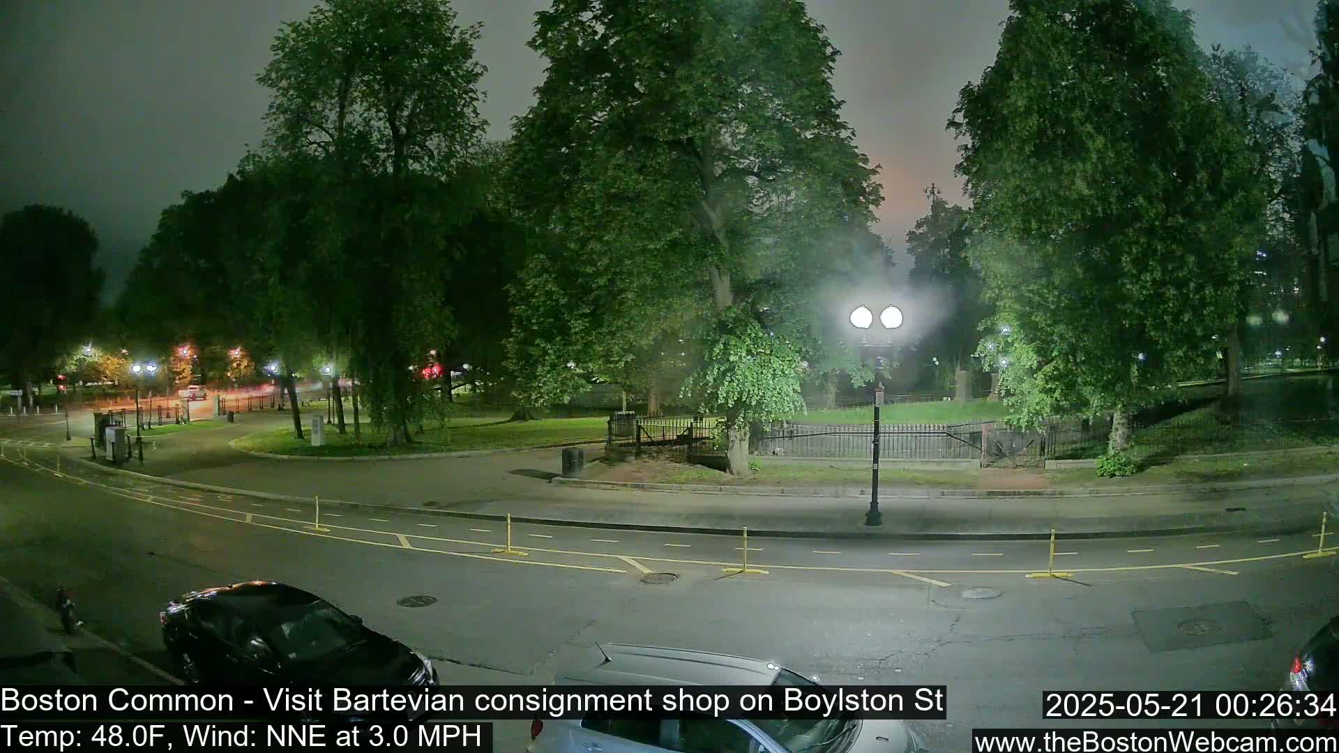 Boston Common at Boylston St.  Live Cam  - Boston , Massachusetts, USA