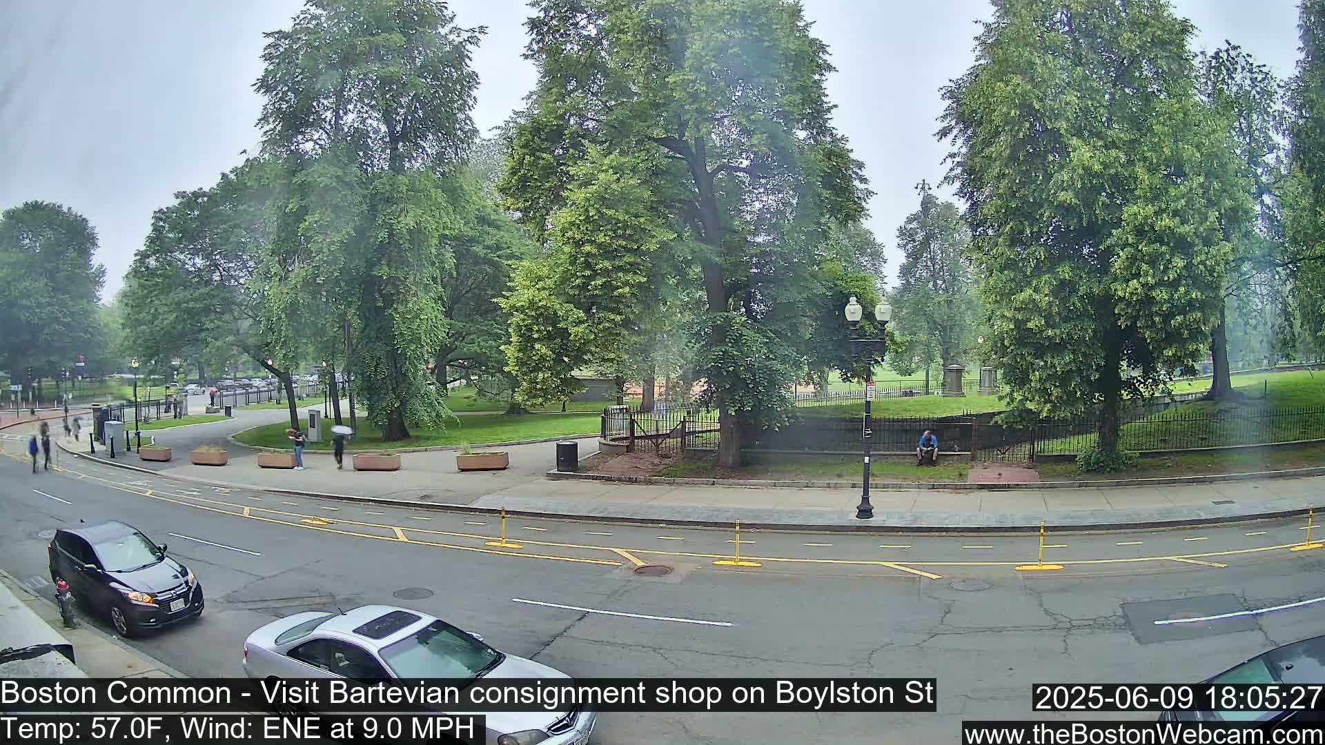 Boston Common at Boylston St.  Live Cam  - Boston , Massachusetts, USA