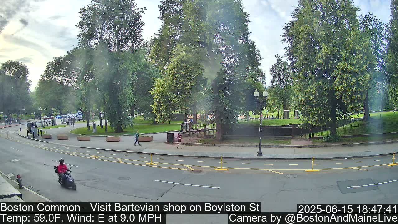 Boston Common at Boylston St.  Live Cam  - Boston , Massachusetts, USA