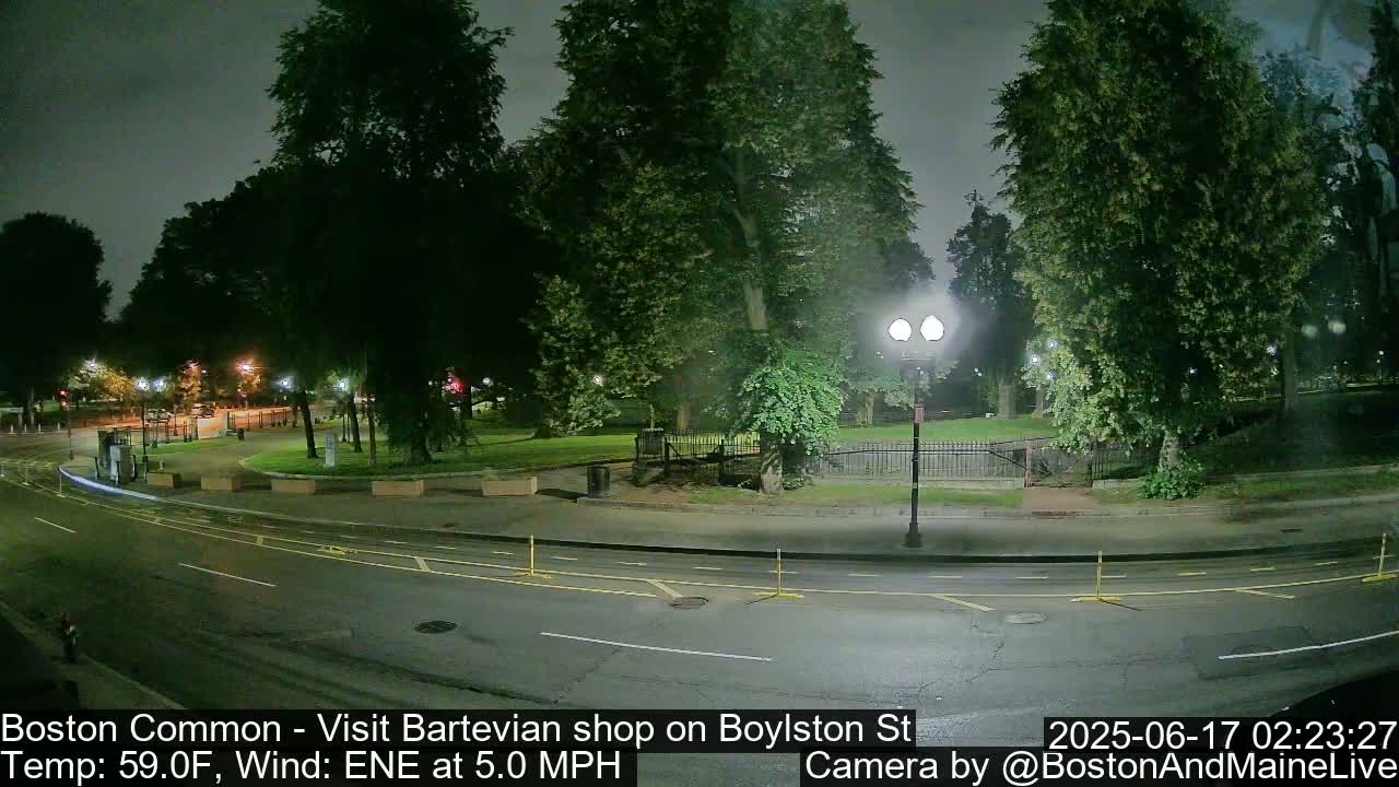 Boston Common at Boylston St.  Live Cam  - Boston , Massachusetts, USA
