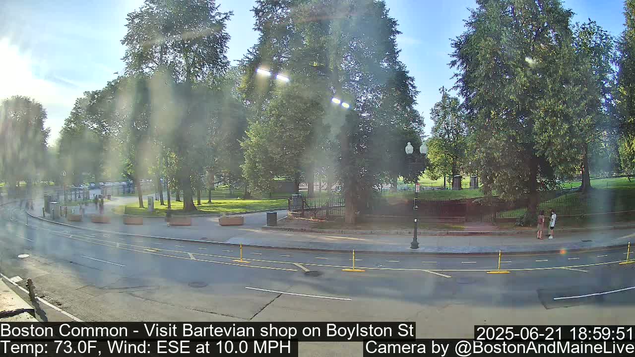 Boston Common at Boylston St.  Live Cam  - Boston , Massachusetts, USA