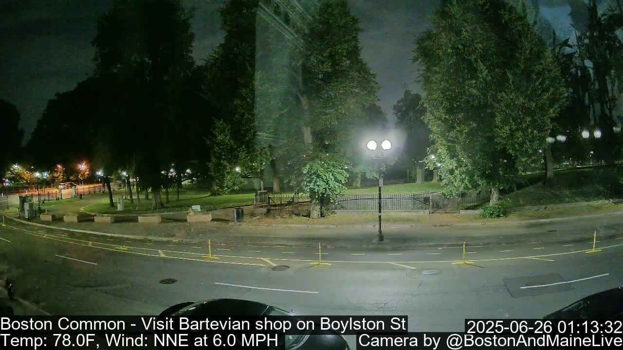 Boston Common at Boylston St.  Live Cam  - Boston , Massachusetts, USA