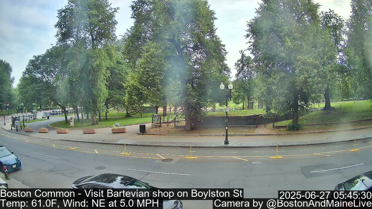 Boston Common at Boylston St.  Live Cam  - Boston , Massachusetts, USA