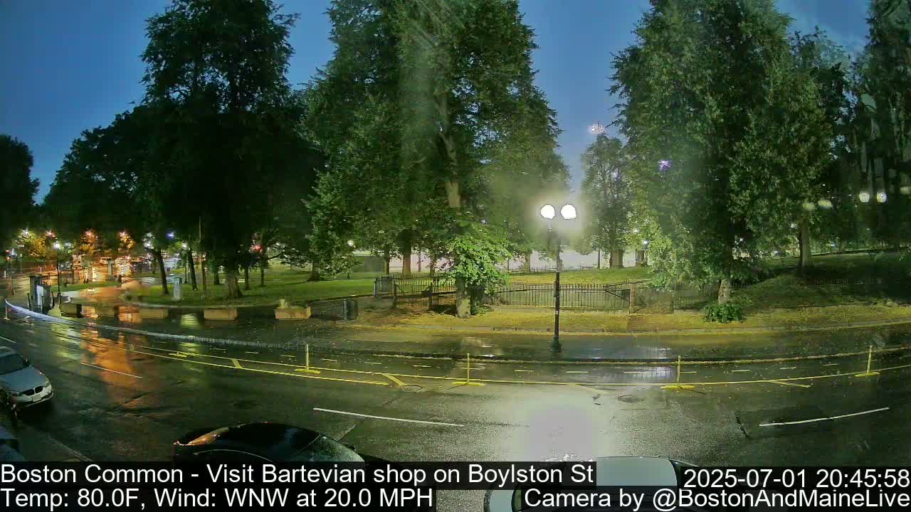 Boston Common at Boylston St.  Live Cam  - Boston , Massachusetts, USA
