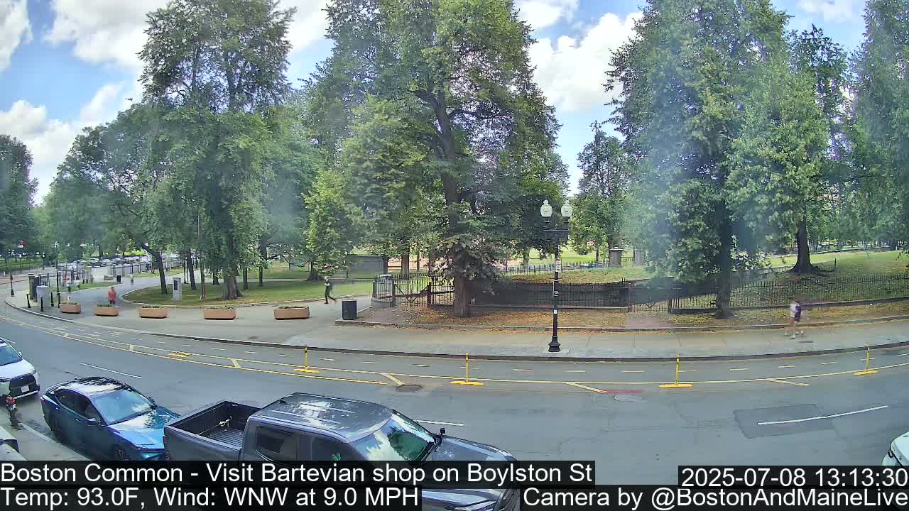 Boston Common at Boylston St.  Live Cam  - Boston , Massachusetts, USA