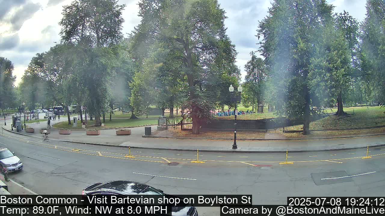 Boston Common at Boylston St.  Live Cam  - Boston , Massachusetts, USA