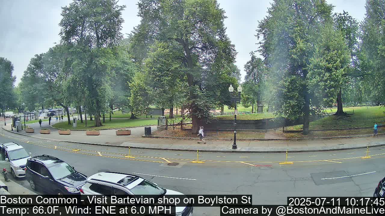 Boston Common at Boylston St.  Live Cam  - Boston , Massachusetts, USA