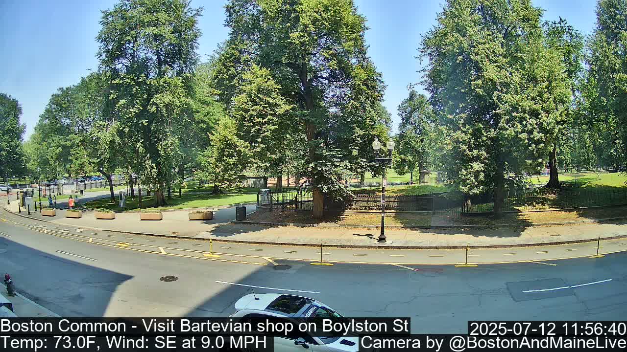 Boston Common at Boylston St.  Live Cam  - Boston , Massachusetts, USA
