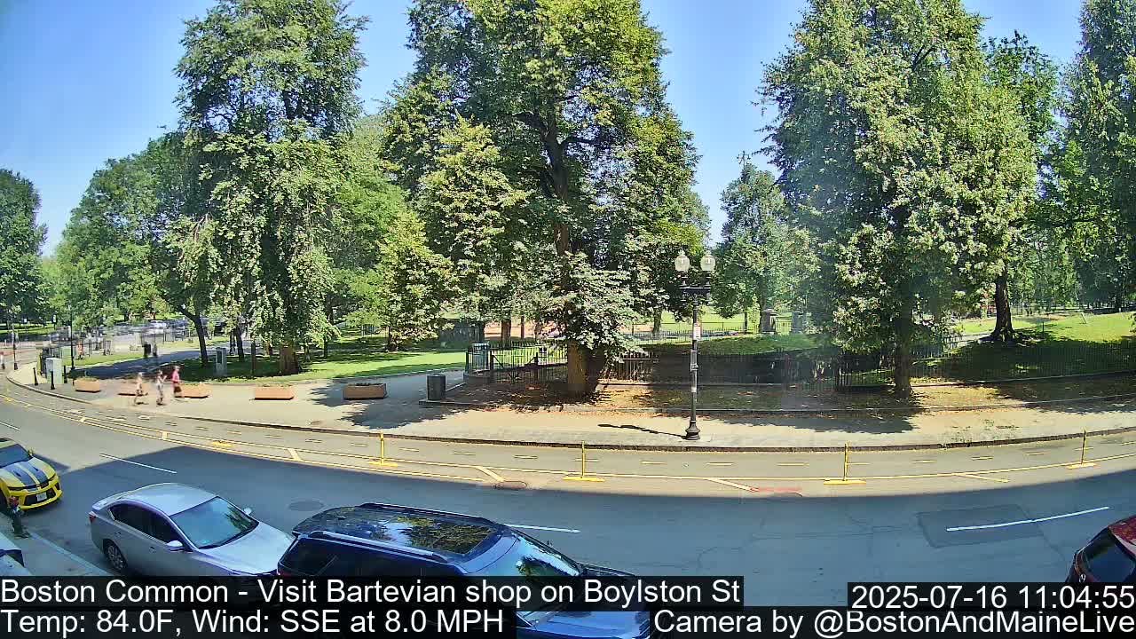 Boston Common at Boylston St.  Live Cam  - Boston , Massachusetts, USA