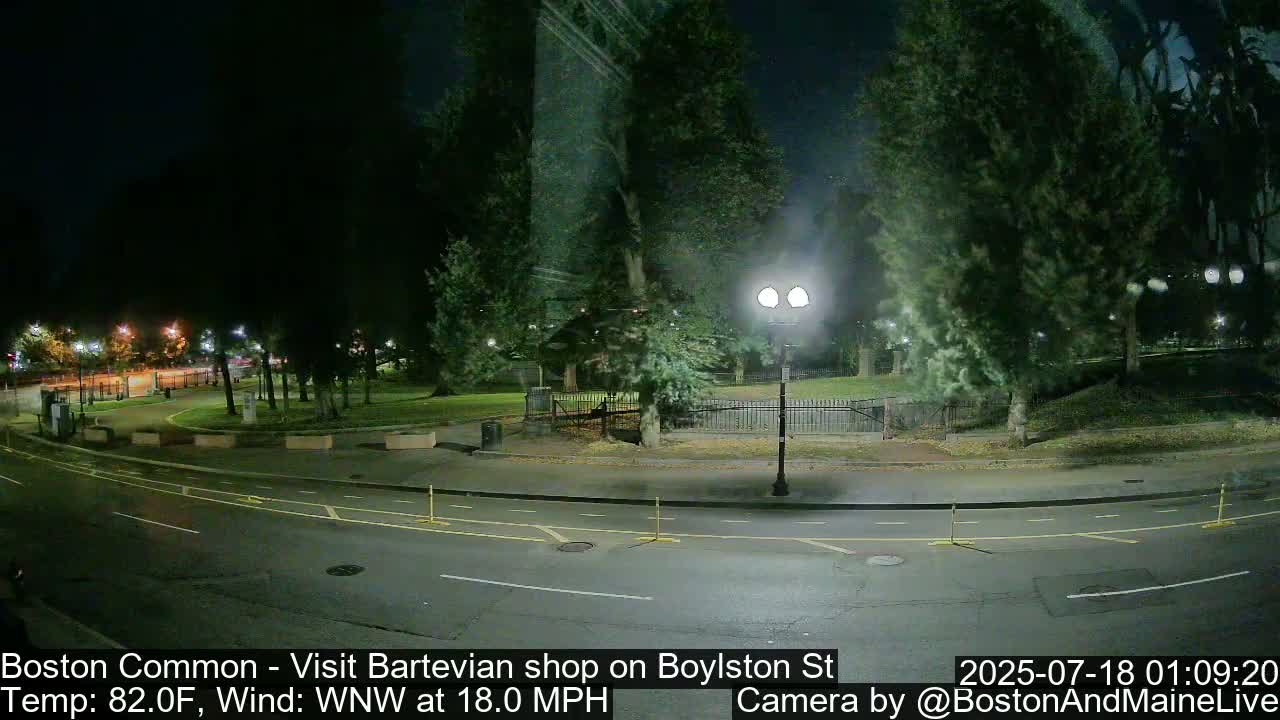 Boston Common at Boylston St.  Live Cam  - Boston , Massachusetts, USA