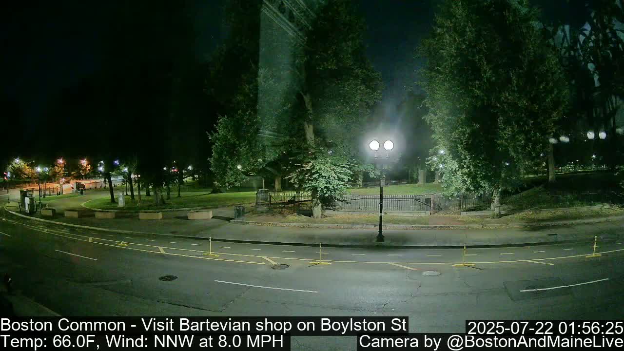 Boston Common at Boylston St.  Live Cam  - Boston , Massachusetts, USA