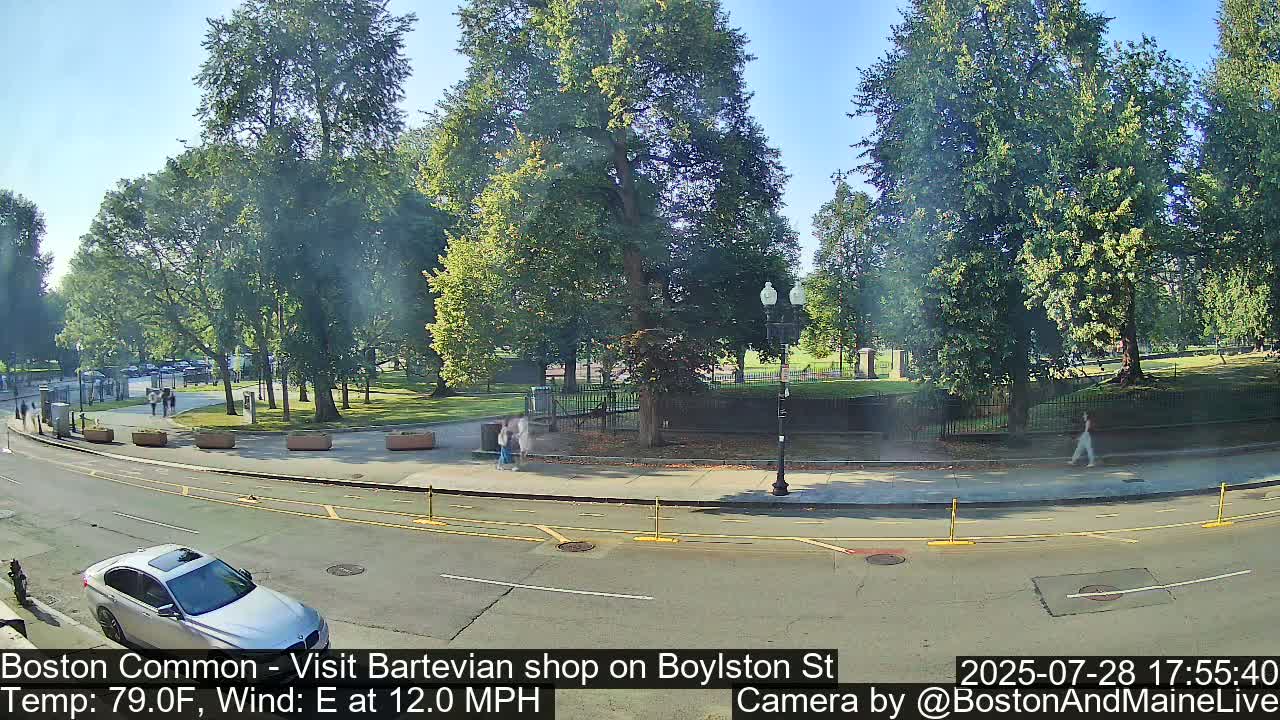 Boston Common at Boylston St.  Live Cam  - Boston , Massachusetts, USA