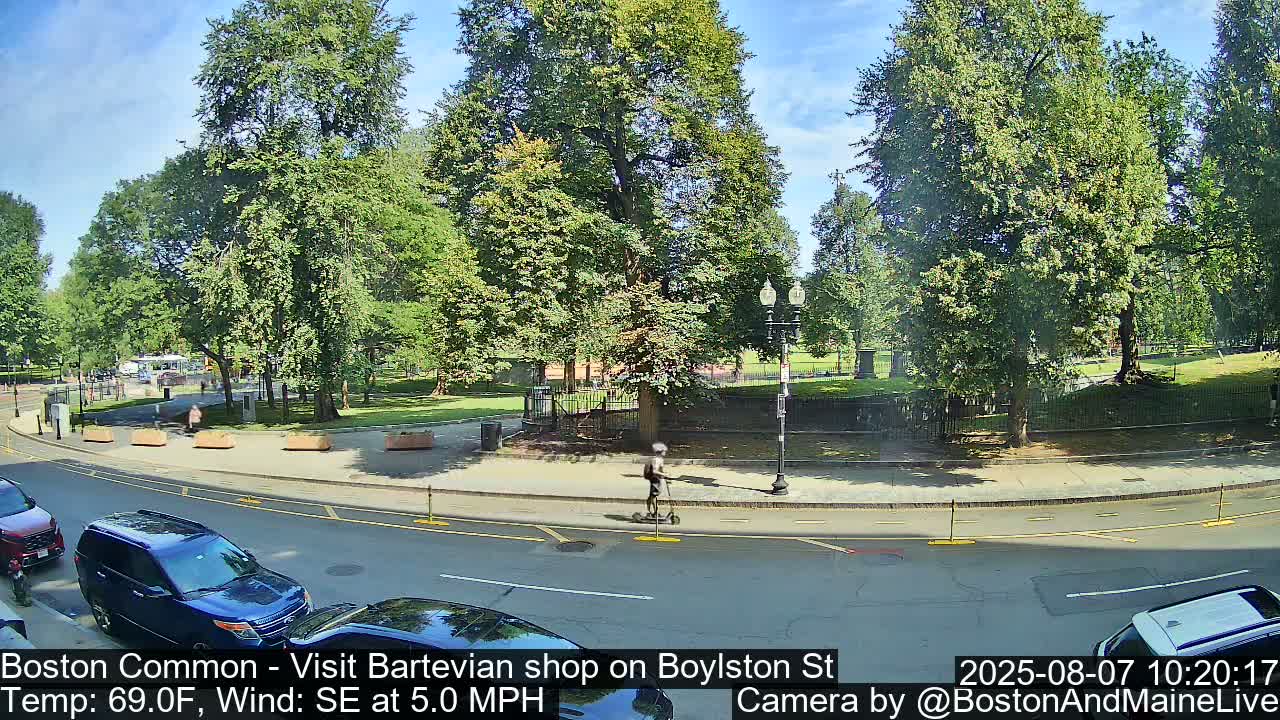 Boston Common at Boylston St.  Live Cam  - Boston , Massachusetts, USA