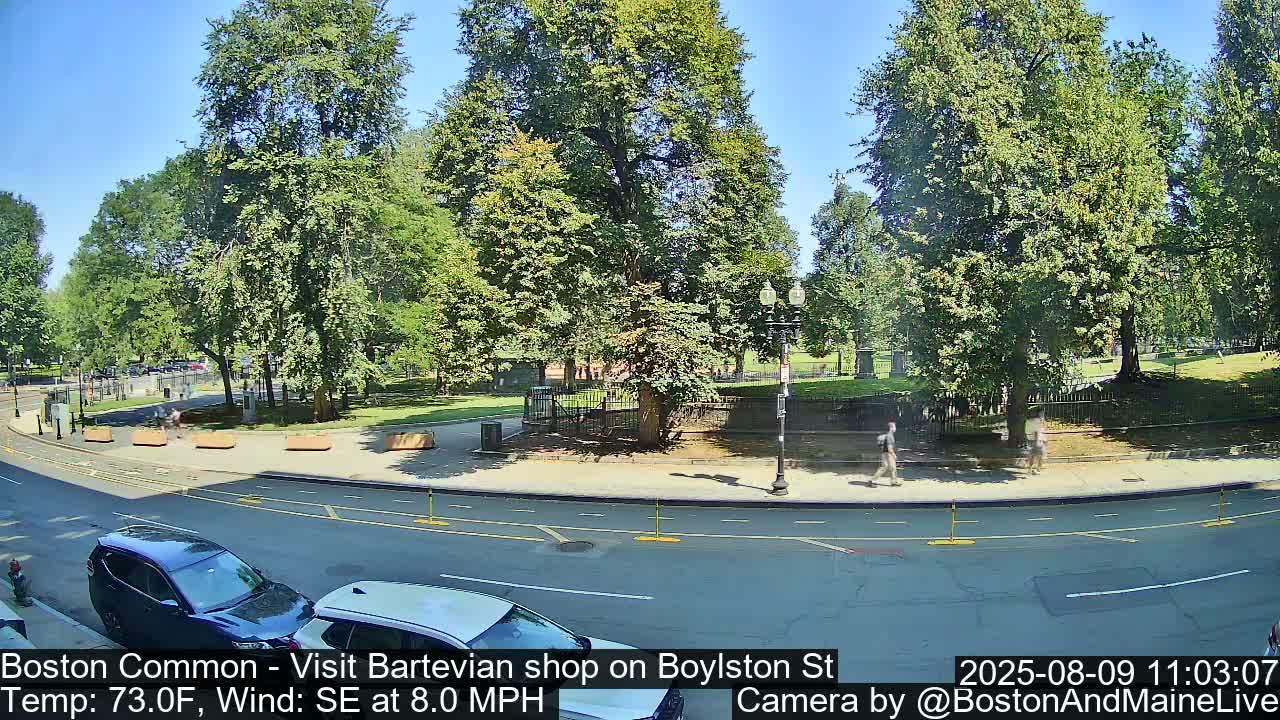 Boston Common at Boylston St.  Live Cam  - Boston , Massachusetts, USA