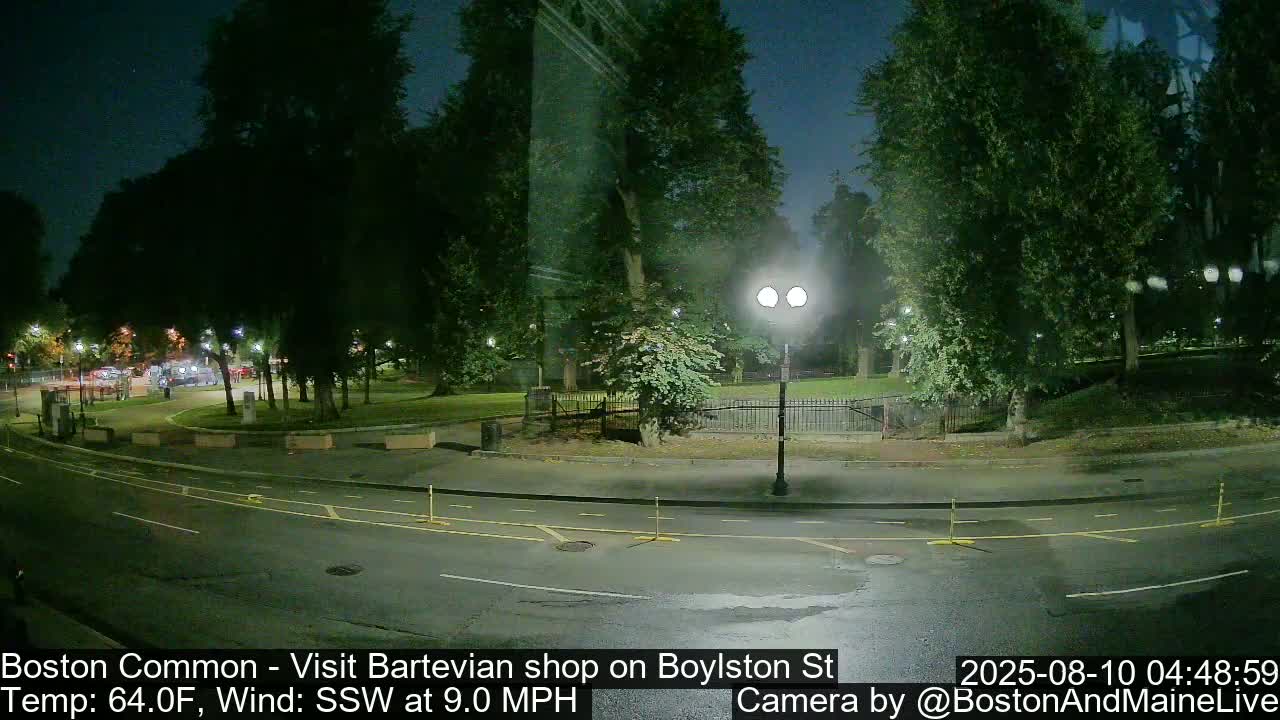 Boston Common at Boylston St.  Live Cam  - Boston , Massachusetts, USA