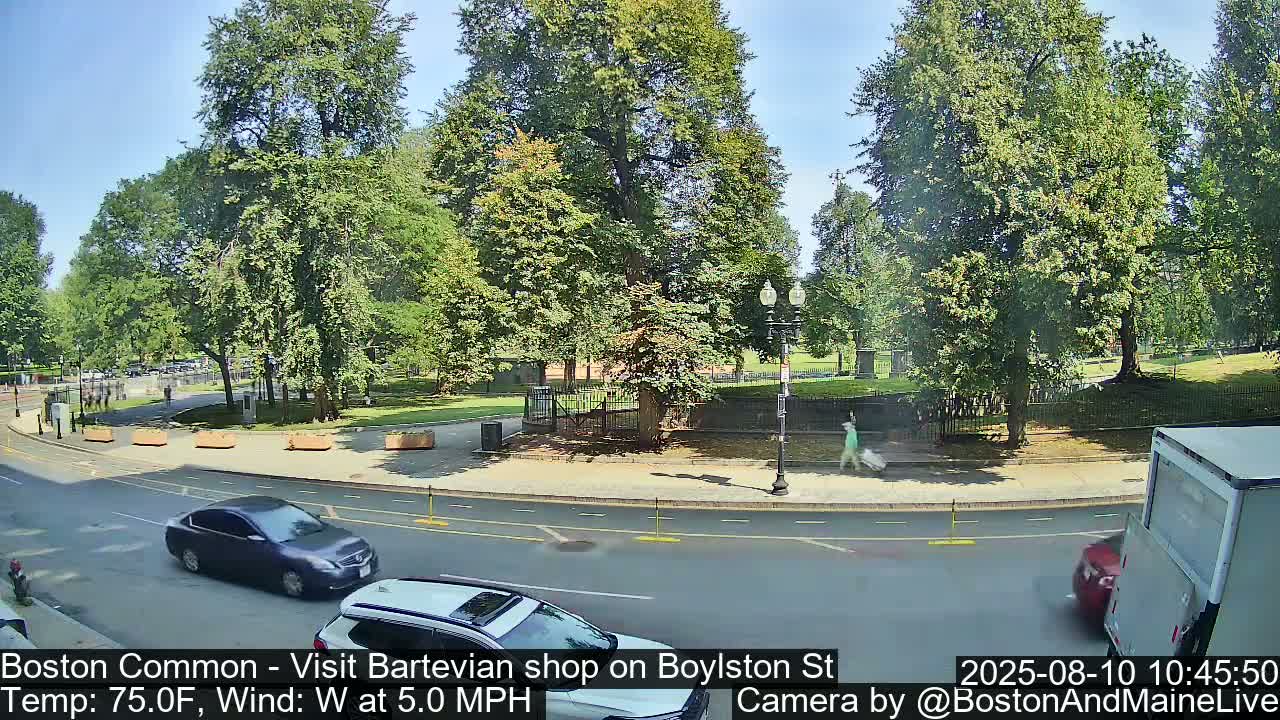 Boston Common at Boylston St.  Live Cam  - Boston , Massachusetts, USA