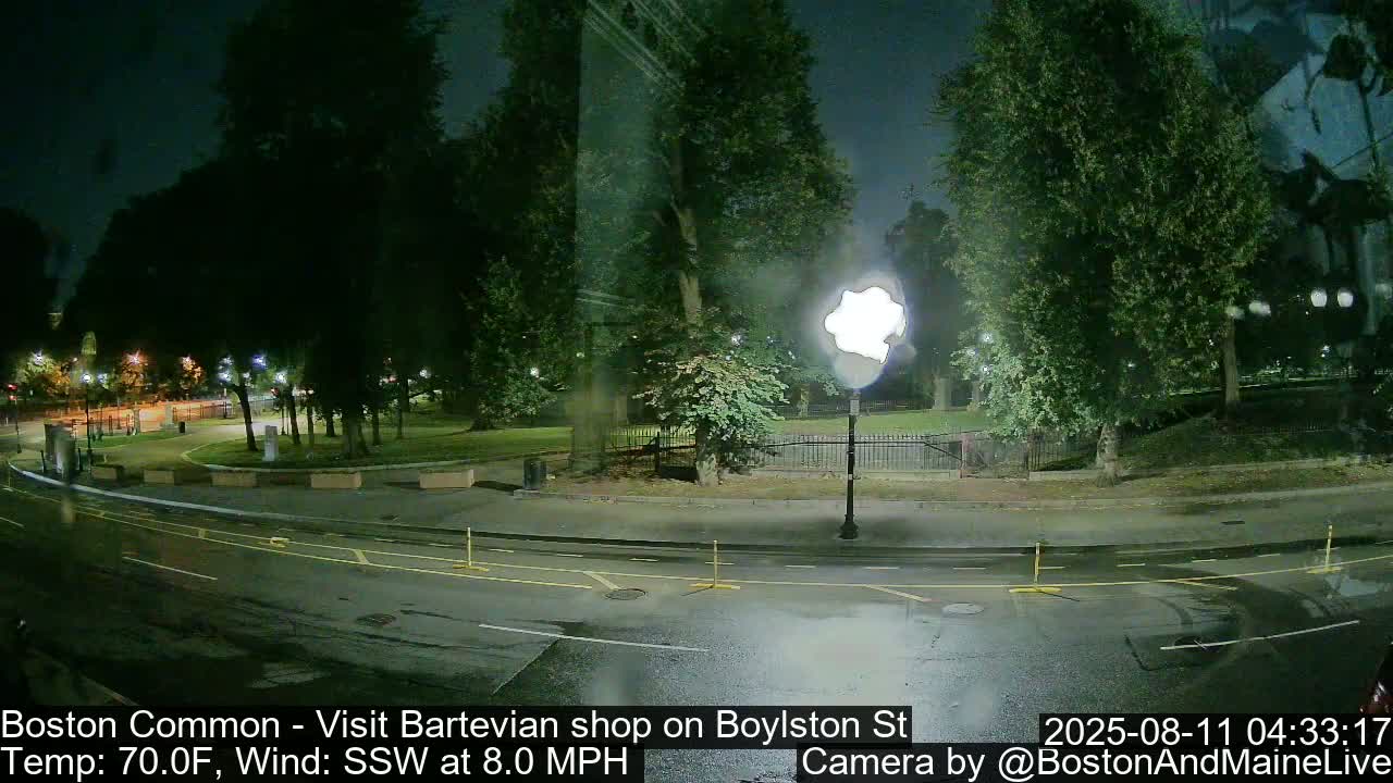 Boston Common at Boylston St.  Live Cam  - Boston , Massachusetts, USA