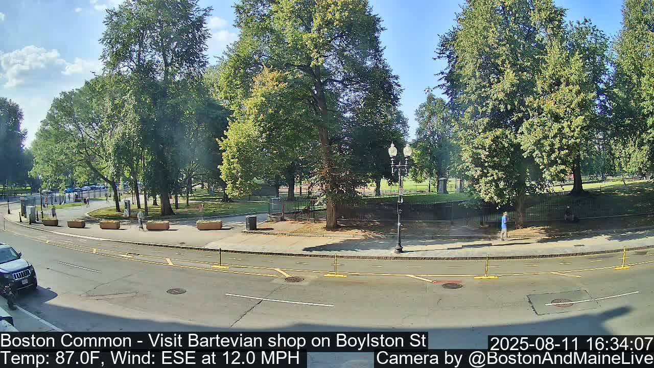 Boston Common at Boylston St.  Live Cam  - Boston , Massachusetts, USA