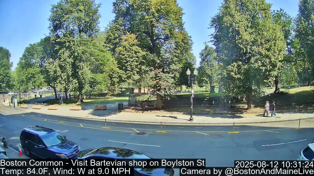Boston Common at Boylston St.  Live Cam  - Boston , Massachusetts, USA