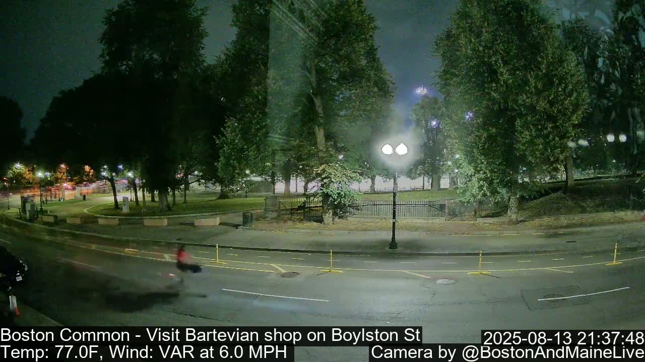 Boston Common at Boylston St.  Live Cam  - Boston , Massachusetts, USA