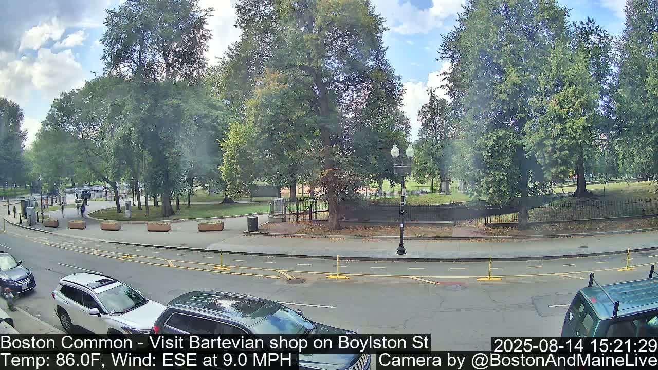 Boston Common at Boylston St.  Live Cam  - Boston , Massachusetts, USA