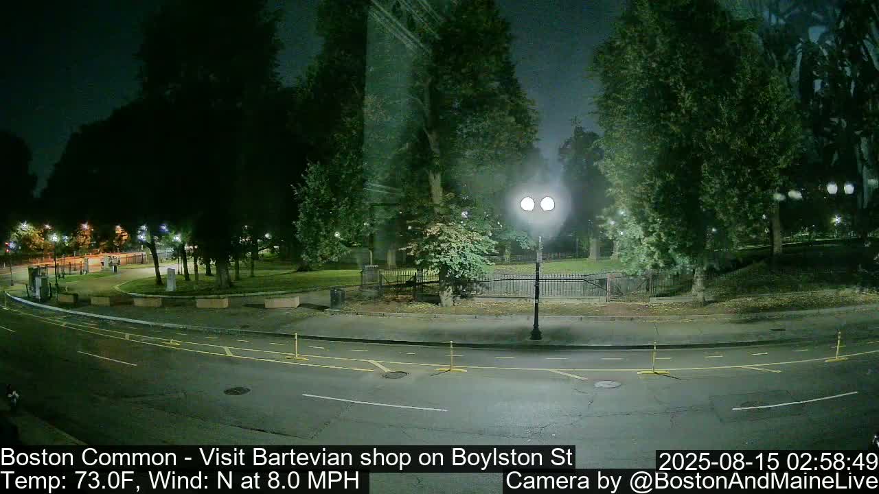 Boston Common at Boylston St.  Live Cam  - Boston , Massachusetts, USA