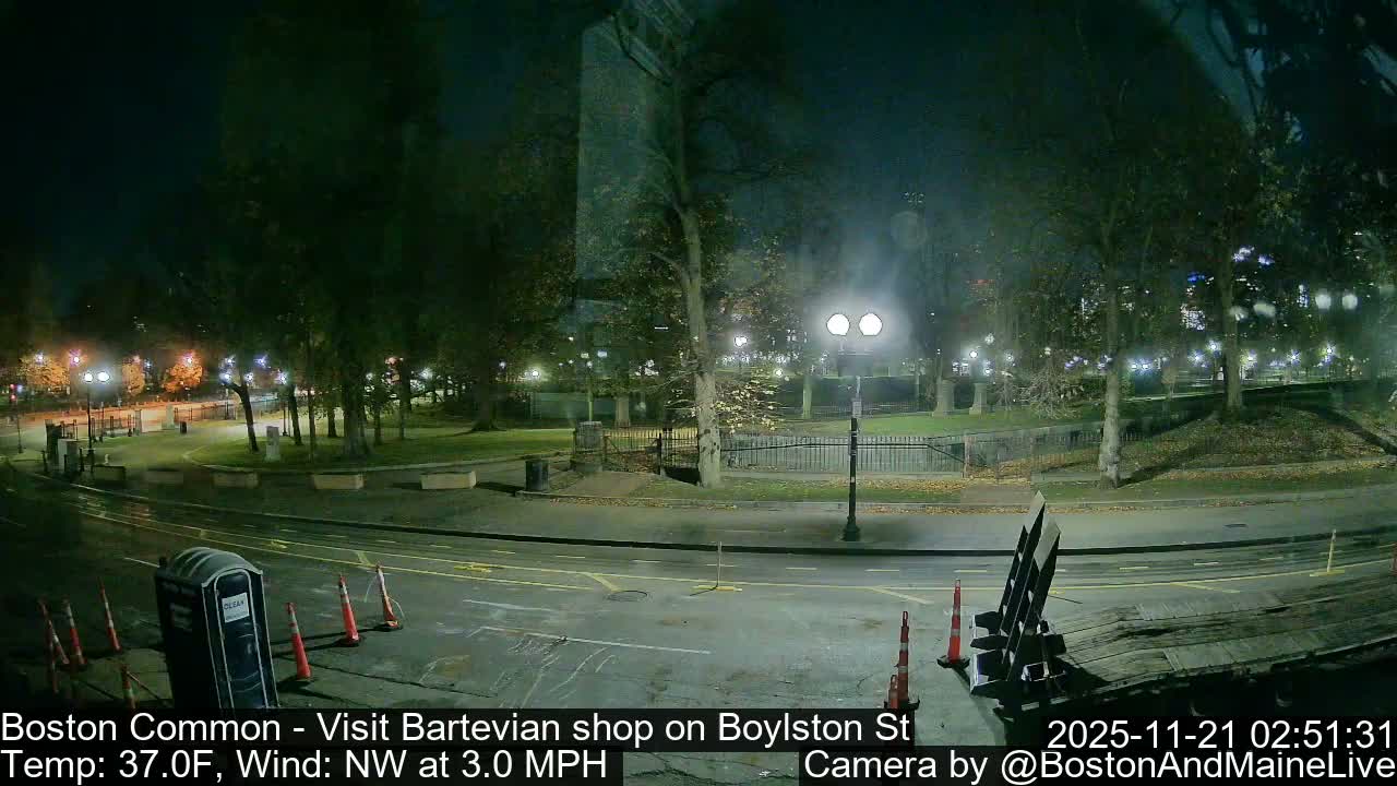 Boston Common at Boylston St.  Live Cam  - Boston , Massachusetts, USA