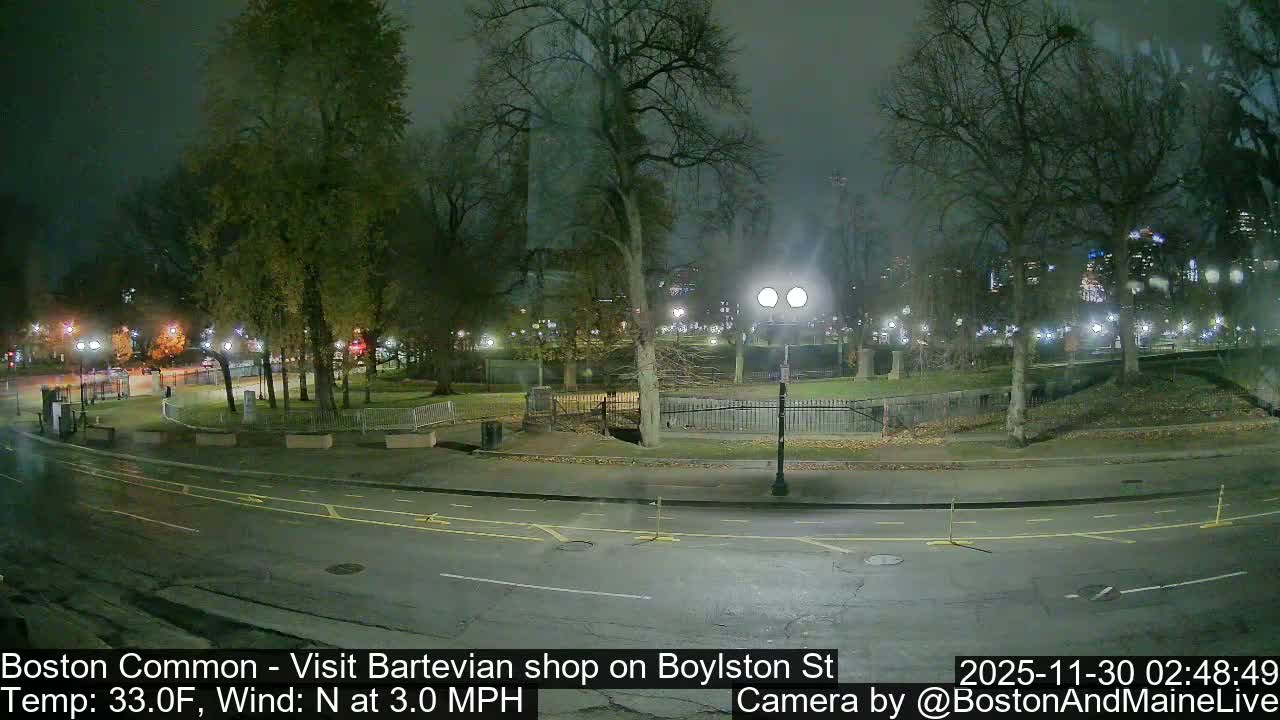 Boston Common at Boylston St.  Live Cam  - Boston , Massachusetts, USA
