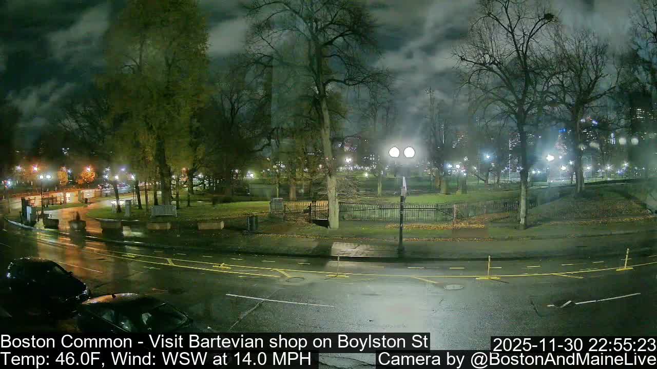 Boston Common at Boylston St.  Live Cam  - Boston , Massachusetts, USA