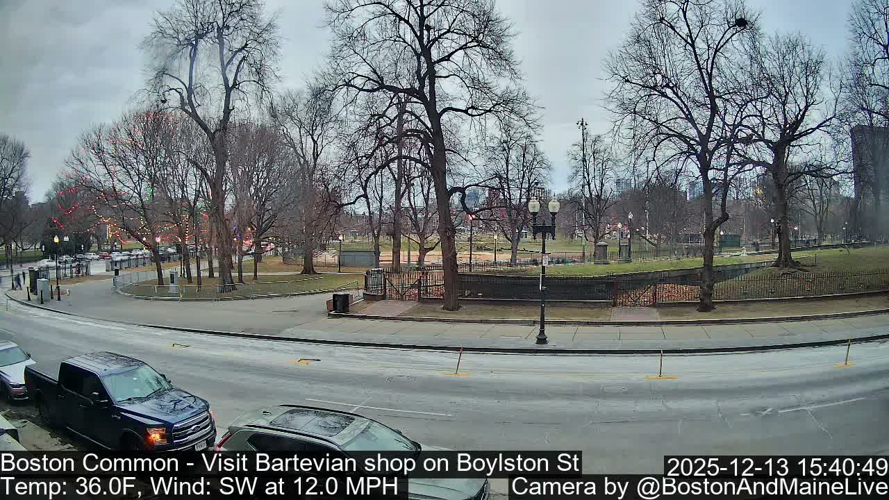 Boston Common at Boylston St.  Live Cam  - Boston , Massachusetts, USA