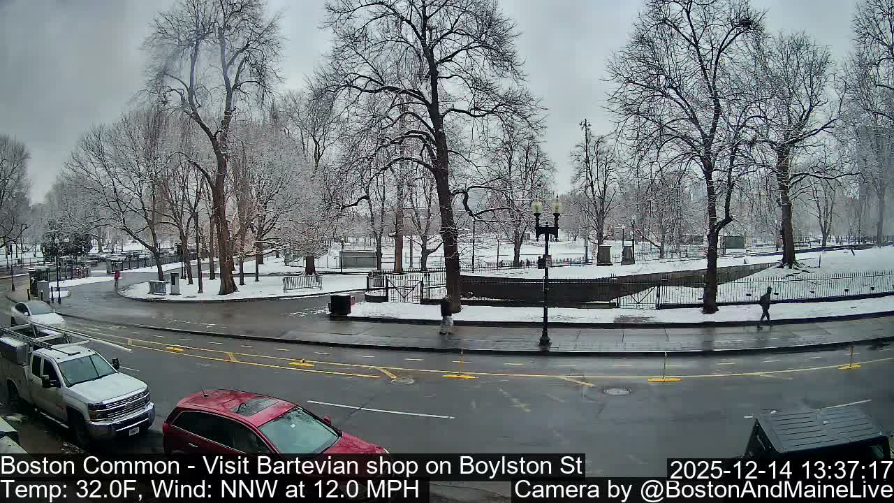 Boston Common at Boylston St.  Live Cam  - Boston , Massachusetts, USA