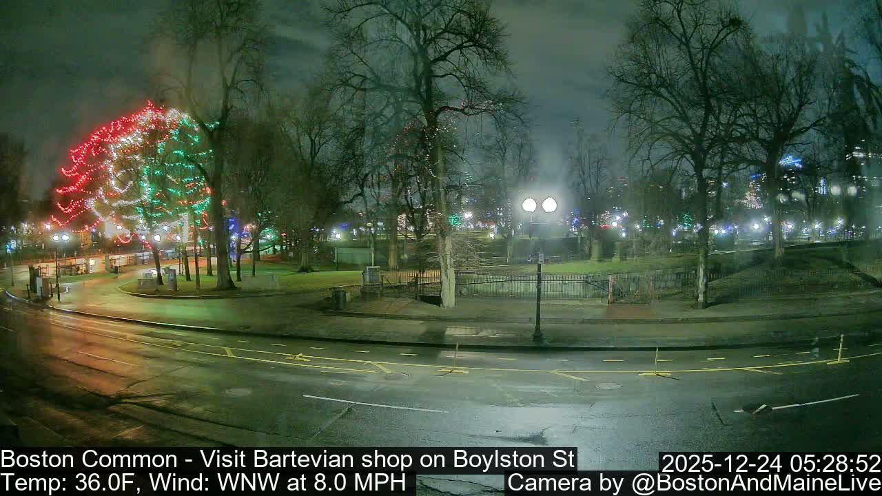 Boston Common at Boylston St.  Live Cam  - Boston , Massachusetts, USA