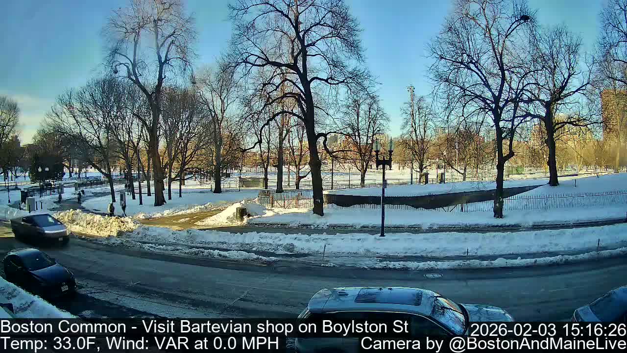 Boston Common at Boylston St.  Live Cam  - Boston , Massachusetts, USA