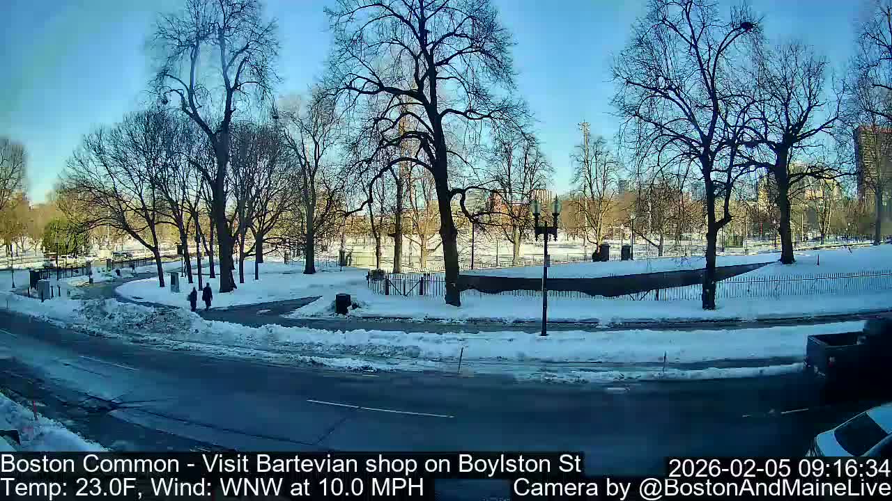 Boston Common at Boylston St.  Live Cam  - Boston , Massachusetts, USA
