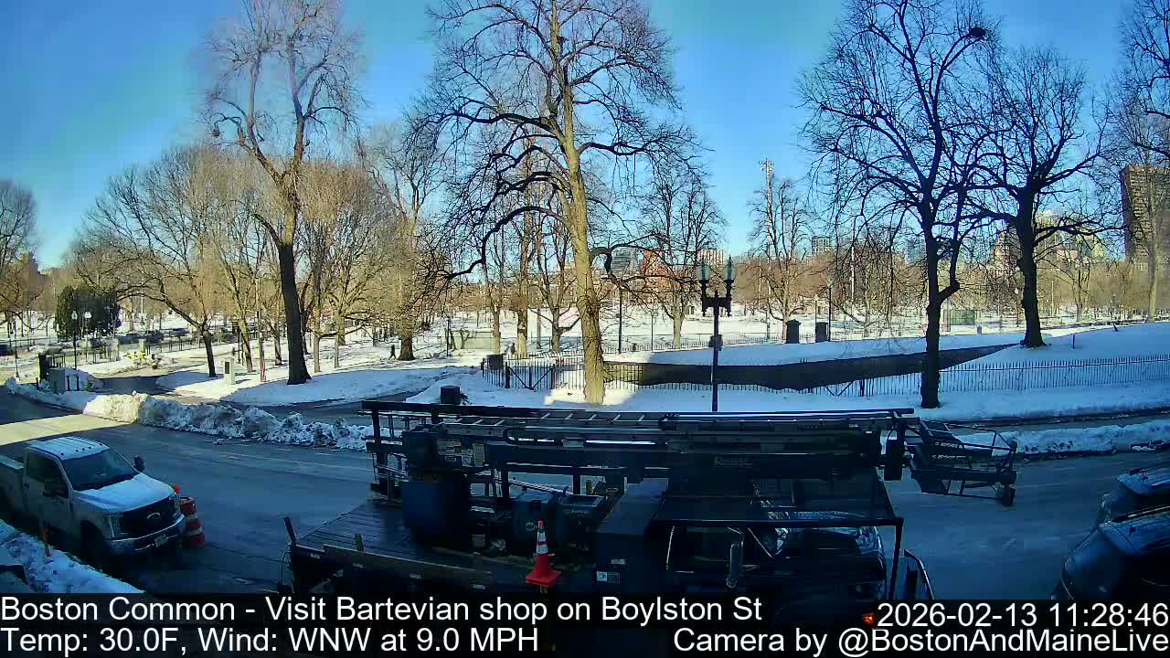Boston Common at Boylston St.  Live Cam  - Boston , Massachusetts, USA