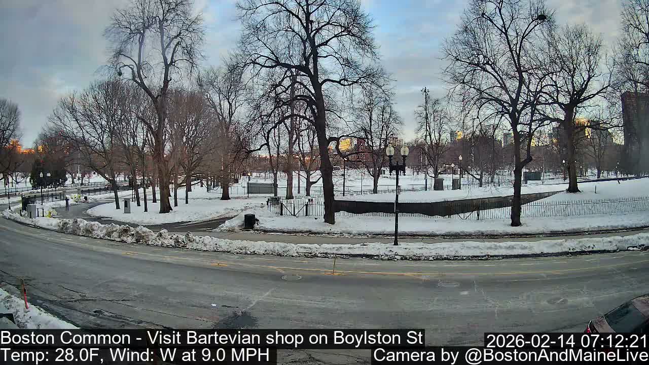 Boston Common at Boylston St.  Live Cam  - Boston , Massachusetts, USA