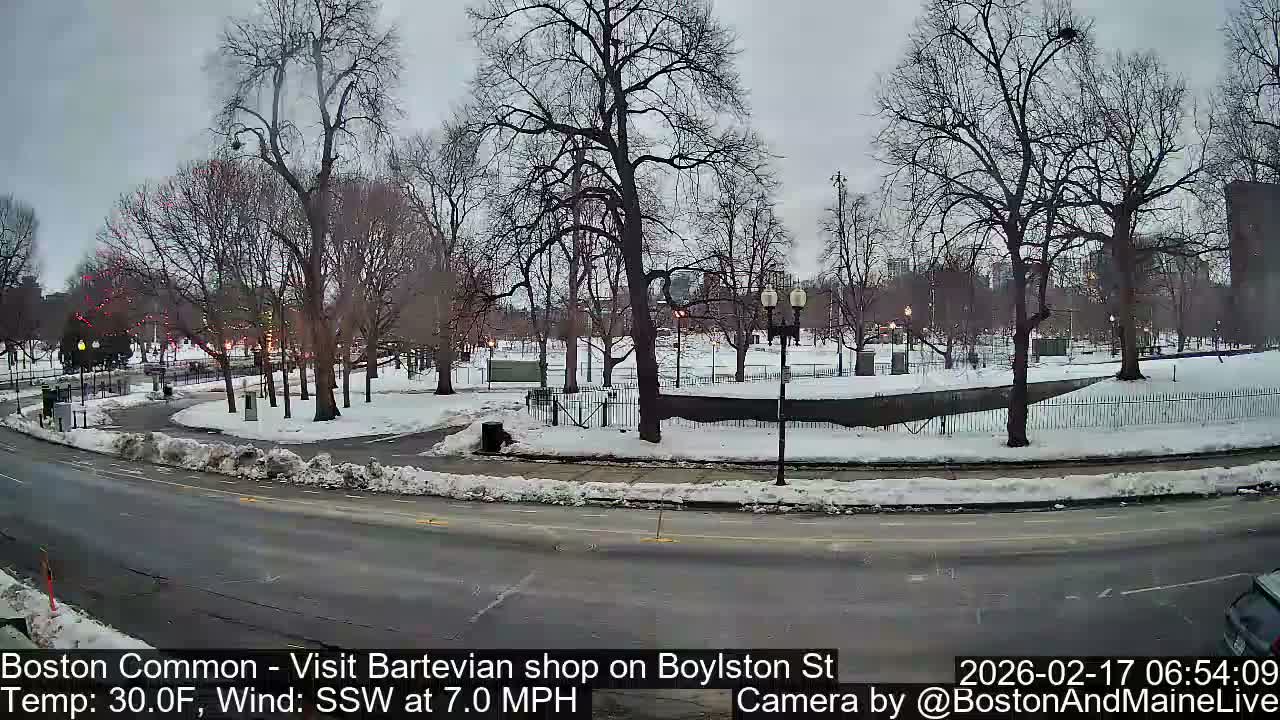 Boston Common at Boylston St.  Live Cam  - Boston , Massachusetts, USA