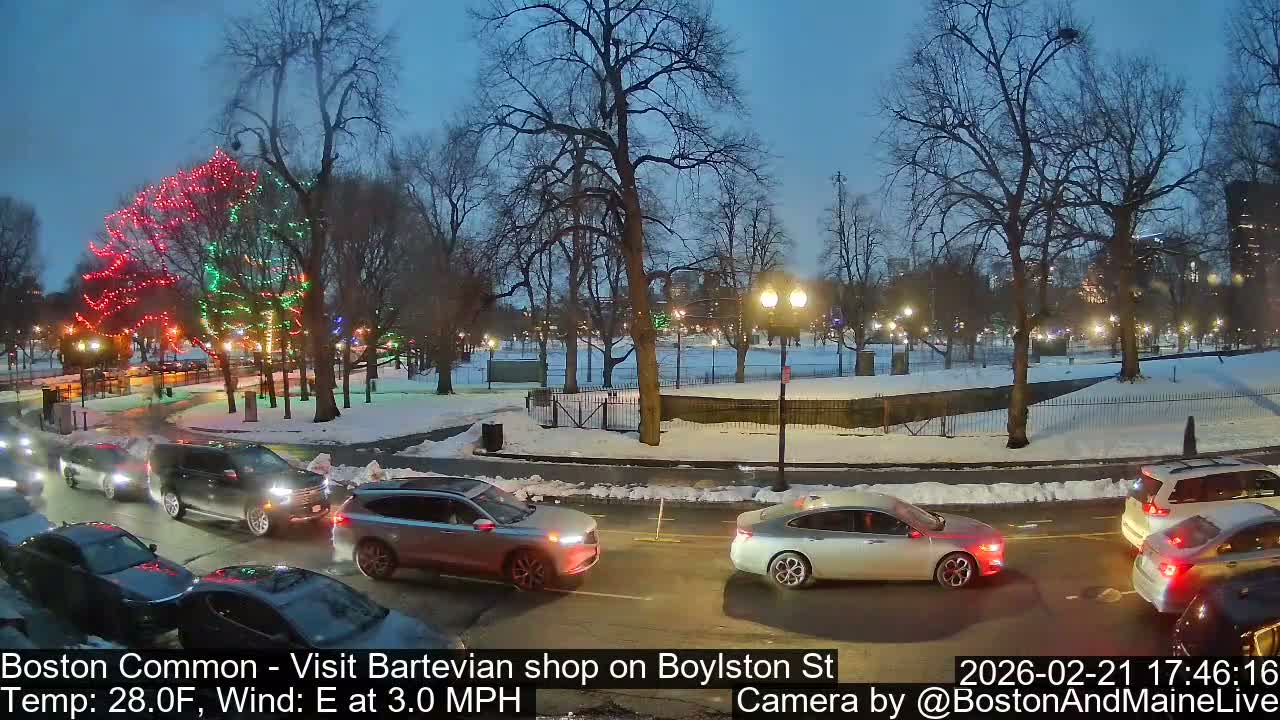 Boston Common at Boylston St.  Live Cam  - Boston , Massachusetts, USA