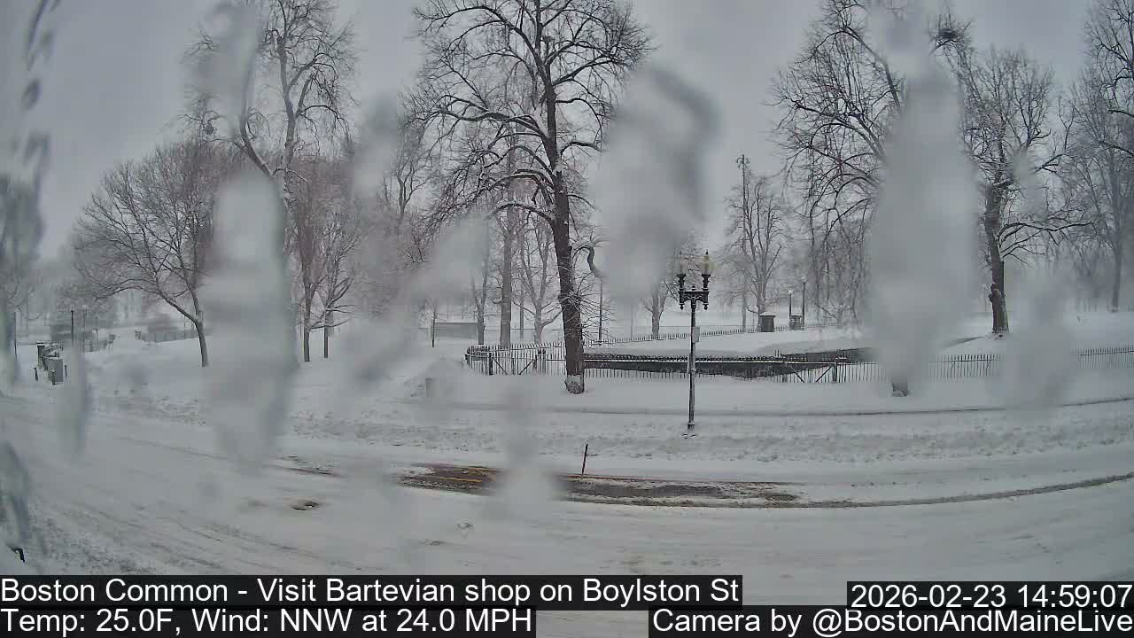 Boston Common at Boylston St.  Live Cam  - Boston , Massachusetts, USA