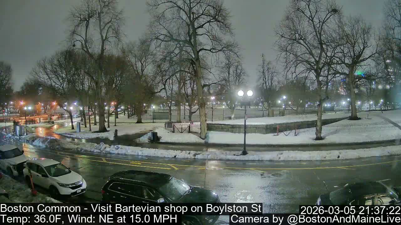 Boston Common at Boylston St.  Live Cam  - Boston , Massachusetts, USA