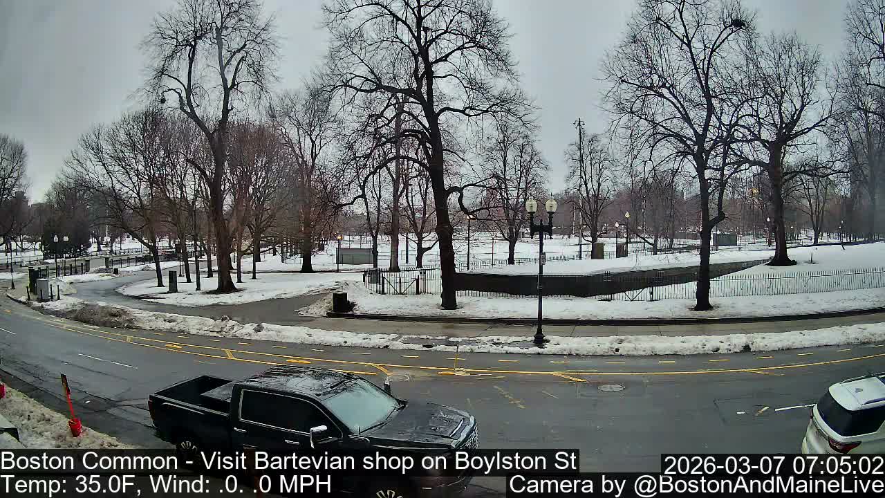 Boston Common at Boylston St.  Live Cam  - Boston , Massachusetts, USA